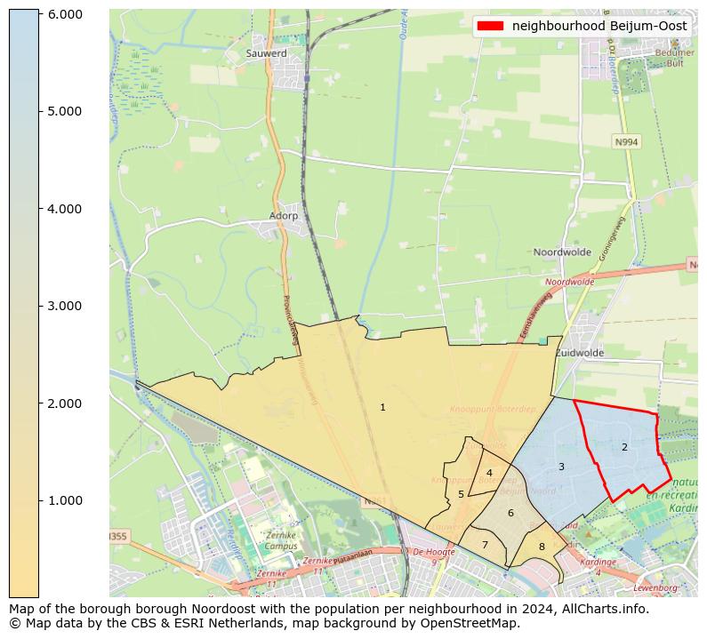 Image of the neighbourhood Beijum-Oost at the map. This image is used as introduction to this page. This page shows a lot of information about the population in the neighbourhood Beijum-Oost (such as the distribution by age groups of the residents, the composition of households, whether inhabitants are natives or Dutch with an immigration background, data about the houses (numbers, types, price development, use, type of property, ...) and more (car ownership, energy consumption, ...) based on open data from the Dutch Central Bureau of Statistics and various other sources!