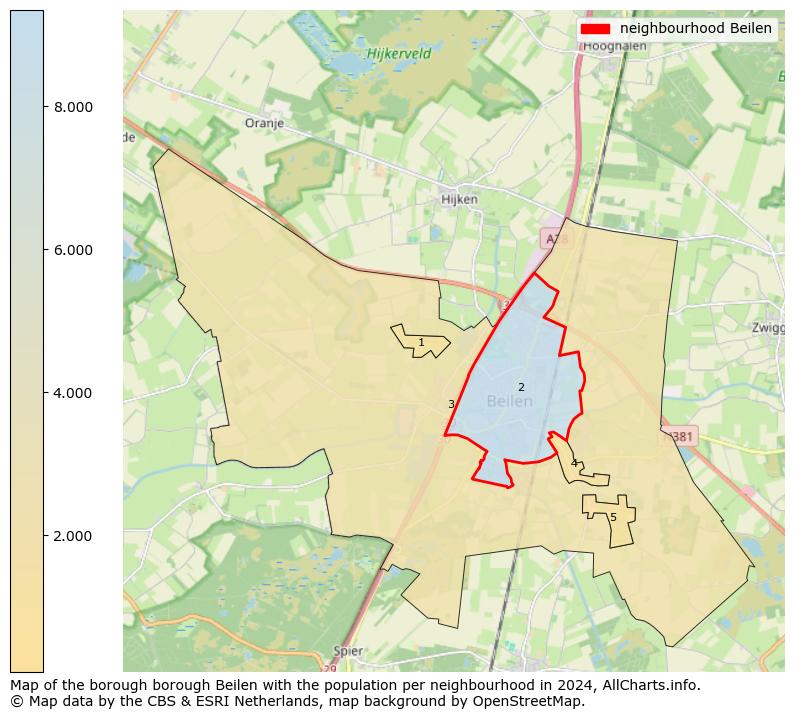 Image of the neighbourhood Beilen at the map. This image is used as introduction to this page. This page shows a lot of information about the population in the neighbourhood Beilen (such as the distribution by age groups of the residents, the composition of households, whether inhabitants are natives or Dutch with an immigration background, data about the houses (numbers, types, price development, use, type of property, ...) and more (car ownership, energy consumption, ...) based on open data from the Dutch Central Bureau of Statistics and various other sources!