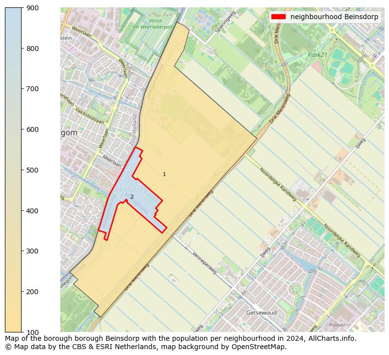 Image of the neighbourhood Beinsdorp at the map. This image is used as introduction to this page. This page shows a lot of information about the population in the neighbourhood Beinsdorp (such as the distribution by age groups of the residents, the composition of households, whether inhabitants are natives or Dutch with an immigration background, data about the houses (numbers, types, price development, use, type of property, ...) and more (car ownership, energy consumption, ...) based on open data from the Dutch Central Bureau of Statistics and various other sources!