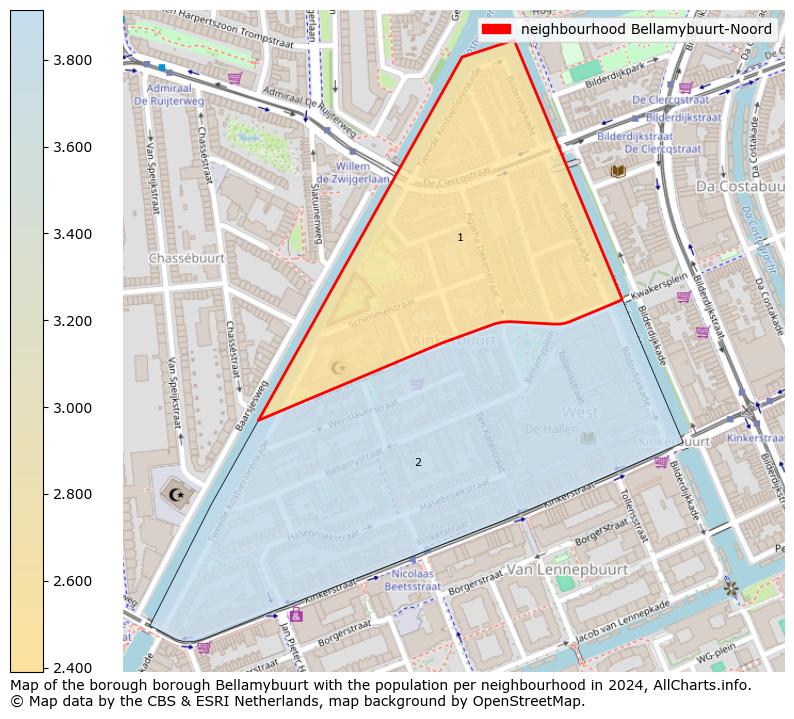 Image of the neighbourhood Bellamybuurt-Noord at the map. This image is used as introduction to this page. This page shows a lot of information about the population in the neighbourhood Bellamybuurt-Noord (such as the distribution by age groups of the residents, the composition of households, whether inhabitants are natives or Dutch with an immigration background, data about the houses (numbers, types, price development, use, type of property, ...) and more (car ownership, energy consumption, ...) based on open data from the Dutch Central Bureau of Statistics and various other sources!