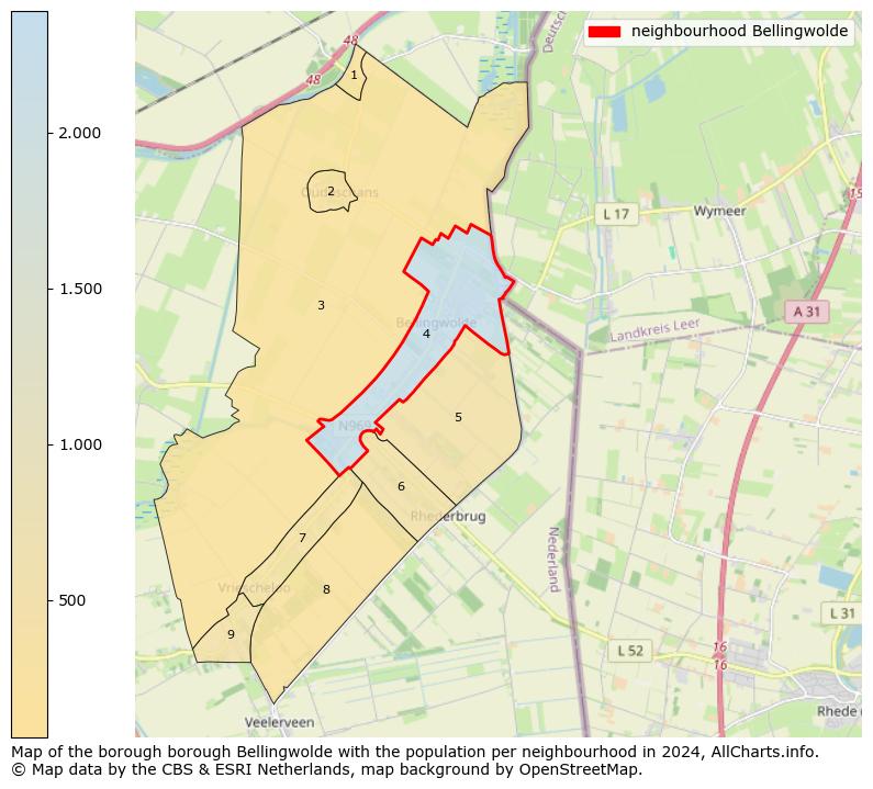 Image of the neighbourhood Bellingwolde at the map. This image is used as introduction to this page. This page shows a lot of information about the population in the neighbourhood Bellingwolde (such as the distribution by age groups of the residents, the composition of households, whether inhabitants are natives or Dutch with an immigration background, data about the houses (numbers, types, price development, use, type of property, ...) and more (car ownership, energy consumption, ...) based on open data from the Dutch Central Bureau of Statistics and various other sources!