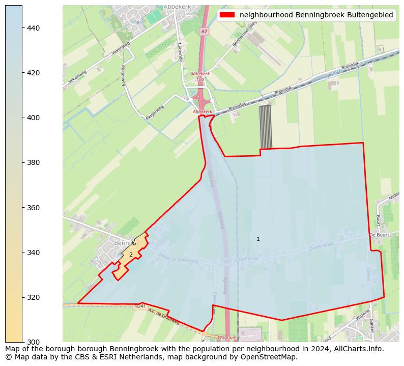 Image of the neighbourhood Benningbroek Buitengebied at the map. This image is used as introduction to this page. This page shows a lot of information about the population in the neighbourhood Benningbroek Buitengebied (such as the distribution by age groups of the residents, the composition of households, whether inhabitants are natives or Dutch with an immigration background, data about the houses (numbers, types, price development, use, type of property, ...) and more (car ownership, energy consumption, ...) based on open data from the Dutch Central Bureau of Statistics and various other sources!