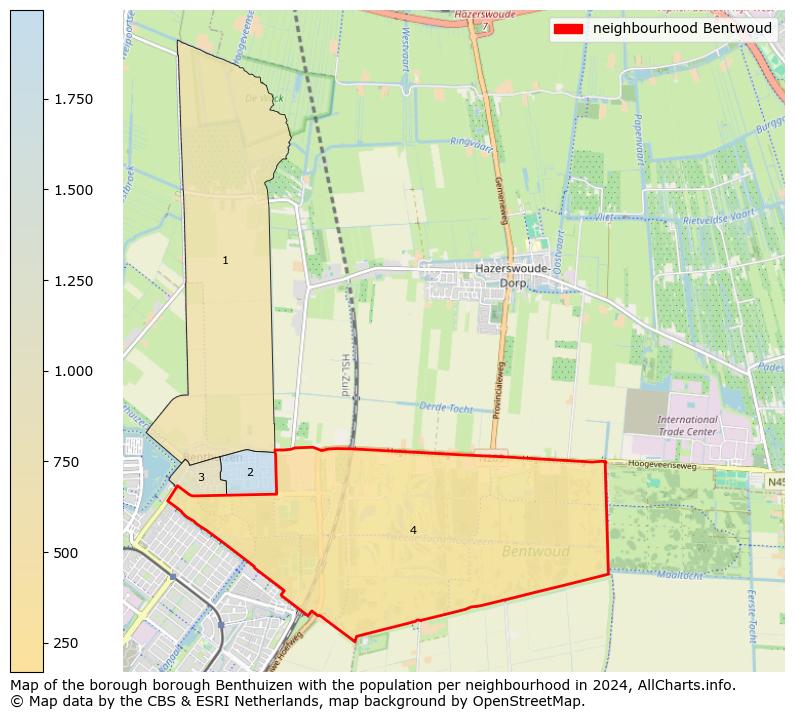 Image of the neighbourhood Bentwoud at the map. This image is used as introduction to this page. This page shows a lot of information about the population in the neighbourhood Bentwoud (such as the distribution by age groups of the residents, the composition of households, whether inhabitants are natives or Dutch with an immigration background, data about the houses (numbers, types, price development, use, type of property, ...) and more (car ownership, energy consumption, ...) based on open data from the Dutch Central Bureau of Statistics and various other sources!