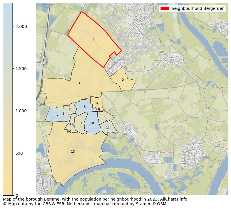 Map of the borough Bemmel with the population per neighbourhood in 2022. This page shows a lot of information about residents (such as the distribution by age groups, family composition, gender, native or Dutch with an immigration background, ...), homes (numbers, types, price development, use, type of property, ...) and more (car ownership, energy consumption, ...) based on open data from the Dutch Central Bureau of Statistics and various other sources!