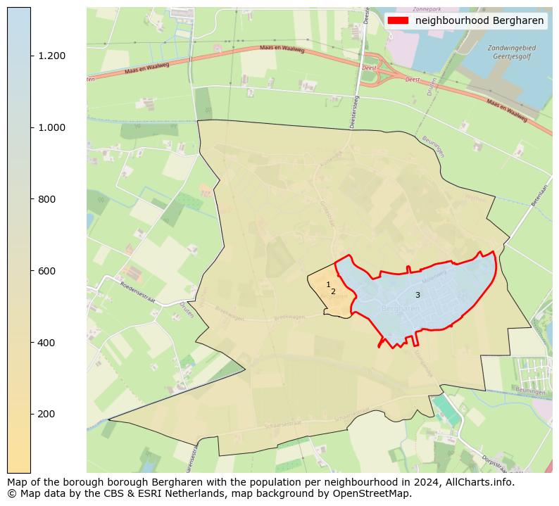 Image of the neighbourhood Bergharen at the map. This image is used as introduction to this page. This page shows a lot of information about the population in the neighbourhood Bergharen (such as the distribution by age groups of the residents, the composition of households, whether inhabitants are natives or Dutch with an immigration background, data about the houses (numbers, types, price development, use, type of property, ...) and more (car ownership, energy consumption, ...) based on open data from the Dutch Central Bureau of Statistics and various other sources!