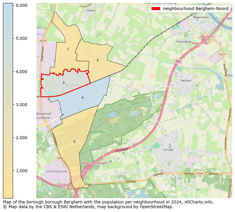 Image of the neighbourhood Berghem-Noord at the map. This image is used as introduction to this page. This page shows a lot of information about the population in the neighbourhood Berghem-Noord (such as the distribution by age groups of the residents, the composition of households, whether inhabitants are natives or Dutch with an immigration background, data about the houses (numbers, types, price development, use, type of property, ...) and more (car ownership, energy consumption, ...) based on open data from the Dutch Central Bureau of Statistics and various other sources!