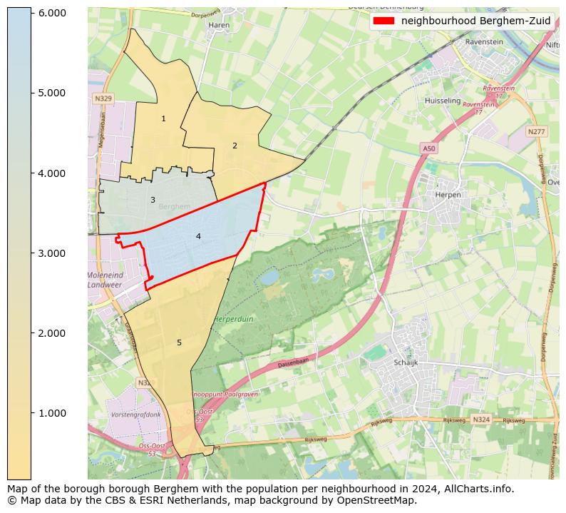 Image of the neighbourhood Berghem-Zuid at the map. This image is used as introduction to this page. This page shows a lot of information about the population in the neighbourhood Berghem-Zuid (such as the distribution by age groups of the residents, the composition of households, whether inhabitants are natives or Dutch with an immigration background, data about the houses (numbers, types, price development, use, type of property, ...) and more (car ownership, energy consumption, ...) based on open data from the Dutch Central Bureau of Statistics and various other sources!