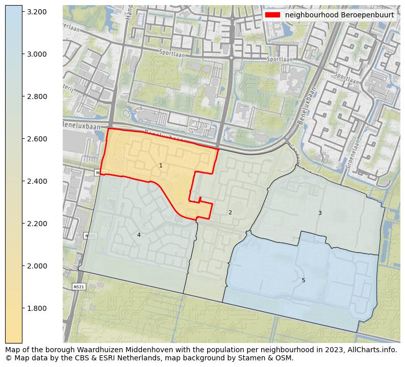 Map of the borough Waardhuizen Middenhoven with the population per neighbourhood in 2023. This page shows a lot of information about residents (such as the distribution by age groups, family composition, gender, native or Dutch with an immigration background, ...), homes (numbers, types, price development, use, type of property, ...) and more (car ownership, energy consumption, ...) based on open data from the Dutch Central Bureau of Statistics and various other sources!