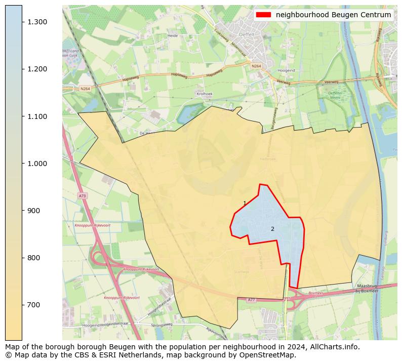 Image of the neighbourhood Beugen Centrum at the map. This image is used as introduction to this page. This page shows a lot of information about the population in the neighbourhood Beugen Centrum (such as the distribution by age groups of the residents, the composition of households, whether inhabitants are natives or Dutch with an immigration background, data about the houses (numbers, types, price development, use, type of property, ...) and more (car ownership, energy consumption, ...) based on open data from the Dutch Central Bureau of Statistics and various other sources!