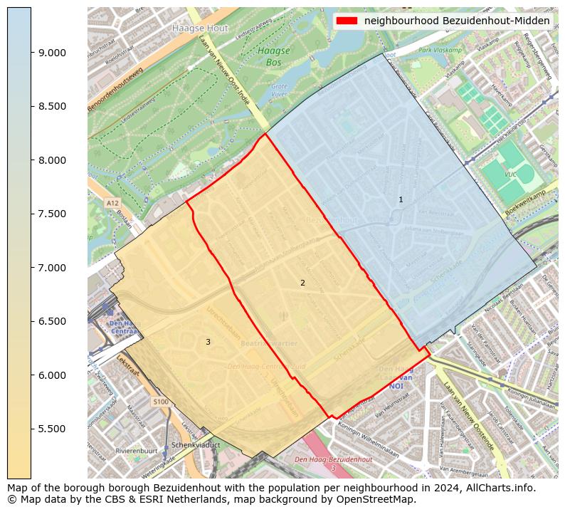 Image of the neighbourhood Bezuidenhout-Midden at the map. This image is used as introduction to this page. This page shows a lot of information about the population in the neighbourhood Bezuidenhout-Midden (such as the distribution by age groups of the residents, the composition of households, whether inhabitants are natives or Dutch with an immigration background, data about the houses (numbers, types, price development, use, type of property, ...) and more (car ownership, energy consumption, ...) based on open data from the Dutch Central Bureau of Statistics and various other sources!