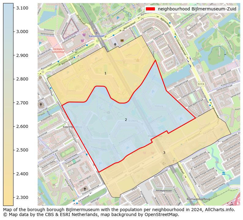 Image of the neighbourhood Bijlmermuseum-Zuid at the map. This image is used as introduction to this page. This page shows a lot of information about the population in the neighbourhood Bijlmermuseum-Zuid (such as the distribution by age groups of the residents, the composition of households, whether inhabitants are natives or Dutch with an immigration background, data about the houses (numbers, types, price development, use, type of property, ...) and more (car ownership, energy consumption, ...) based on open data from the Dutch Central Bureau of Statistics and various other sources!