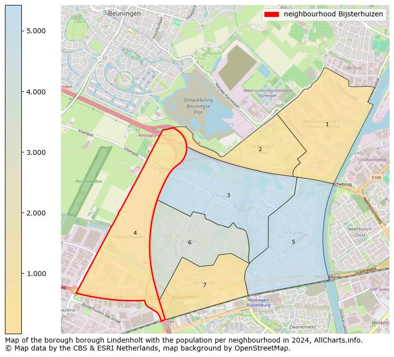 Image of the neighbourhood Bijsterhuizen at the map. This image is used as introduction to this page. This page shows a lot of information about the population in the neighbourhood Bijsterhuizen (such as the distribution by age groups of the residents, the composition of households, whether inhabitants are natives or Dutch with an immigration background, data about the houses (numbers, types, price development, use, type of property, ...) and more (car ownership, energy consumption, ...) based on open data from the Dutch Central Bureau of Statistics and various other sources!