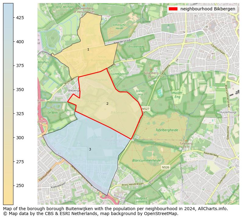 Image of the neighbourhood Bikbergen at the map. This image is used as introduction to this page. This page shows a lot of information about the population in the neighbourhood Bikbergen (such as the distribution by age groups of the residents, the composition of households, whether inhabitants are natives or Dutch with an immigration background, data about the houses (numbers, types, price development, use, type of property, ...) and more (car ownership, energy consumption, ...) based on open data from the Dutch Central Bureau of Statistics and various other sources!