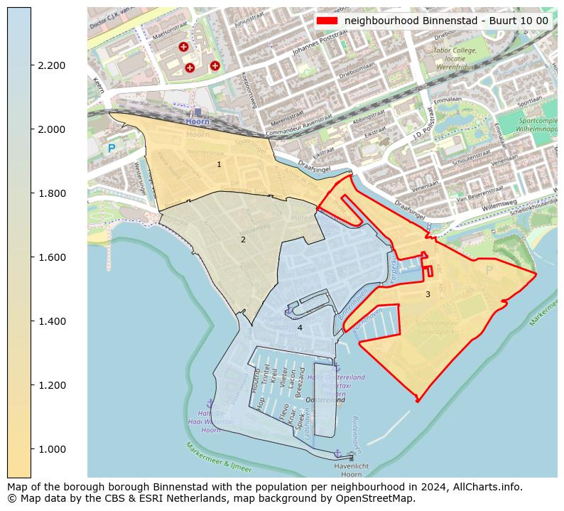 Image of the neighbourhood Binnenstad - Buurt 10 00 at the map. This image is used as introduction to this page. This page shows a lot of information about the population in the neighbourhood Binnenstad - Buurt 10 00 (such as the distribution by age groups of the residents, the composition of households, whether inhabitants are natives or Dutch with an immigration background, data about the houses (numbers, types, price development, use, type of property, ...) and more (car ownership, energy consumption, ...) based on open data from the Dutch Central Bureau of Statistics and various other sources!