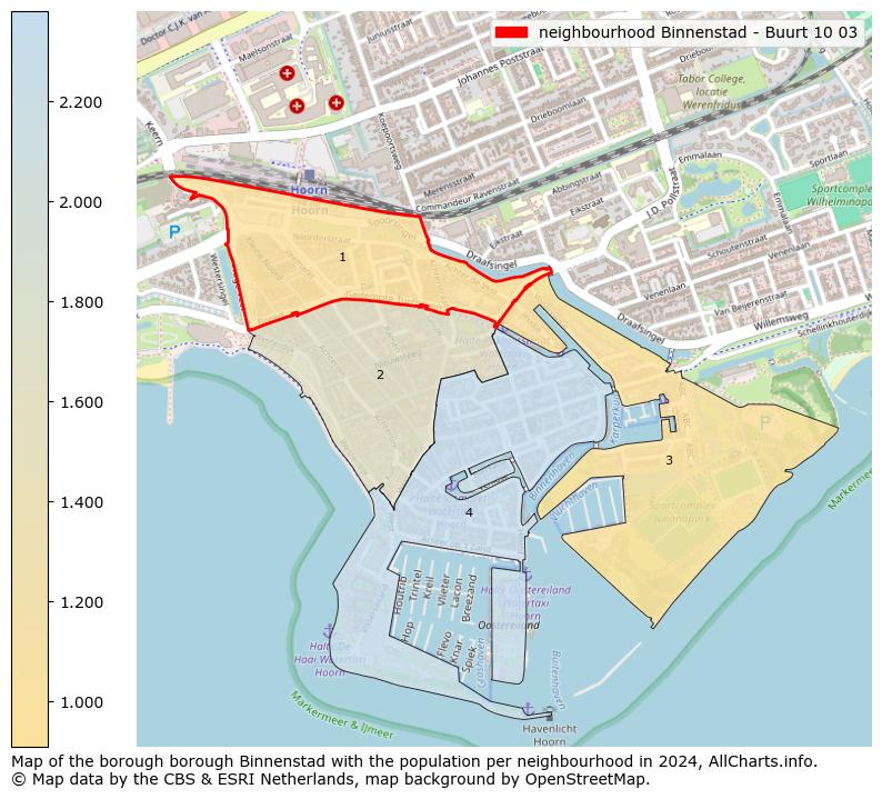 Image of the neighbourhood Binnenstad - Buurt 10 03 at the map. This image is used as introduction to this page. This page shows a lot of information about the population in the neighbourhood Binnenstad - Buurt 10 03 (such as the distribution by age groups of the residents, the composition of households, whether inhabitants are natives or Dutch with an immigration background, data about the houses (numbers, types, price development, use, type of property, ...) and more (car ownership, energy consumption, ...) based on open data from the Dutch Central Bureau of Statistics and various other sources!