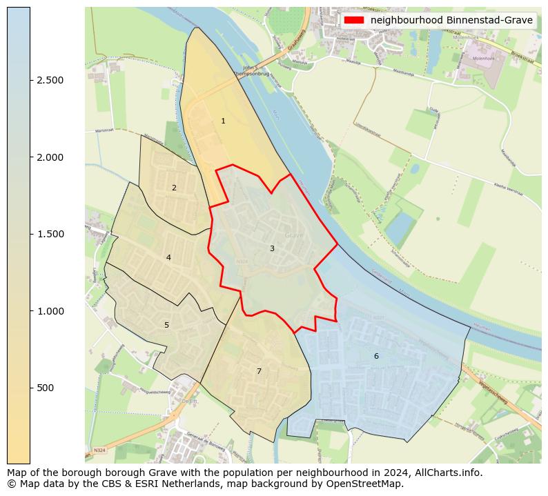 Image of the neighbourhood Binnenstad-Grave at the map. This image is used as introduction to this page. This page shows a lot of information about the population in the neighbourhood Binnenstad-Grave (such as the distribution by age groups of the residents, the composition of households, whether inhabitants are natives or Dutch with an immigration background, data about the houses (numbers, types, price development, use, type of property, ...) and more (car ownership, energy consumption, ...) based on open data from the Dutch Central Bureau of Statistics and various other sources!