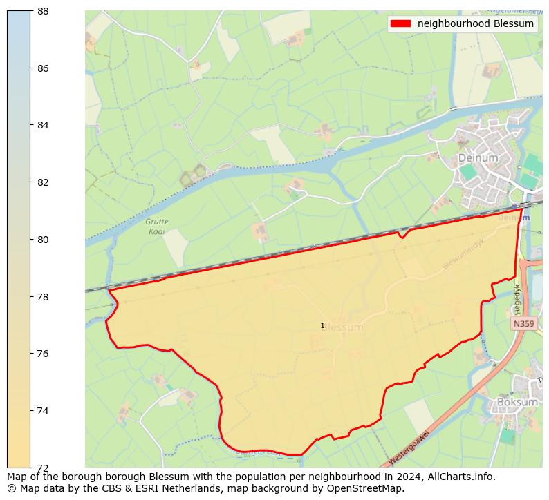 Image of the neighbourhood Blessum at the map. This image is used as introduction to this page. This page shows a lot of information about the population in the neighbourhood Blessum (such as the distribution by age groups of the residents, the composition of households, whether inhabitants are natives or Dutch with an immigration background, data about the houses (numbers, types, price development, use, type of property, ...) and more (car ownership, energy consumption, ...) based on open data from the Dutch Central Bureau of Statistics and various other sources!