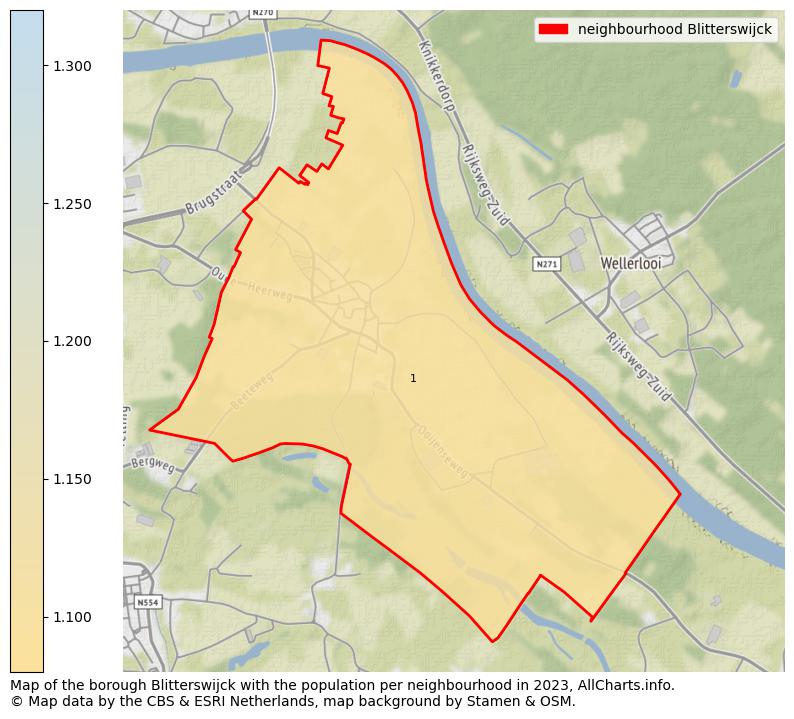 Map of the borough Blitterswijck with the population per neighbourhood in 2023. This page shows a lot of information about residents (such as the distribution by age groups, family composition, gender, native or Dutch with an immigration background, ...), homes (numbers, types, price development, use, type of property, ...) and more (car ownership, energy consumption, ...) based on open data from the Dutch Central Bureau of Statistics and various other sources!