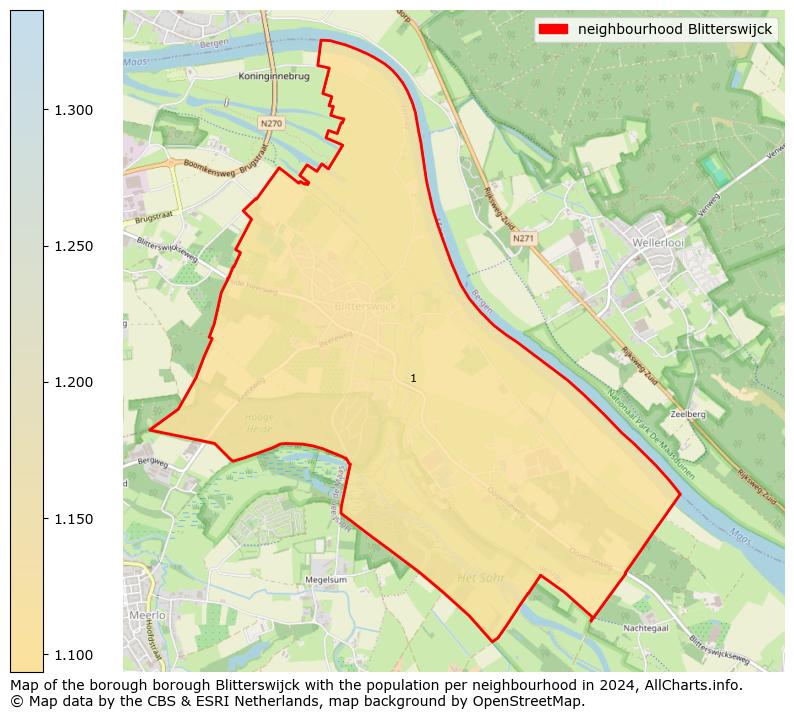 Image of the neighbourhood Blitterswijck at the map. This image is used as introduction to this page. This page shows a lot of information about the population in the neighbourhood Blitterswijck (such as the distribution by age groups of the residents, the composition of households, whether inhabitants are natives or Dutch with an immigration background, data about the houses (numbers, types, price development, use, type of property, ...) and more (car ownership, energy consumption, ...) based on open data from the Dutch Central Bureau of Statistics and various other sources!