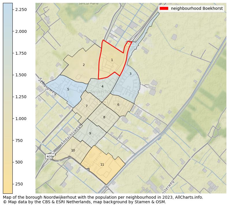 Map of the borough Noordwijkerhout with the population per neighbourhood in 2023. This page shows a lot of information about residents (such as the distribution by age groups, family composition, gender, native or Dutch with an immigration background, ...), homes (numbers, types, price development, use, type of property, ...) and more (car ownership, energy consumption, ...) based on open data from the Dutch Central Bureau of Statistics and various other sources!