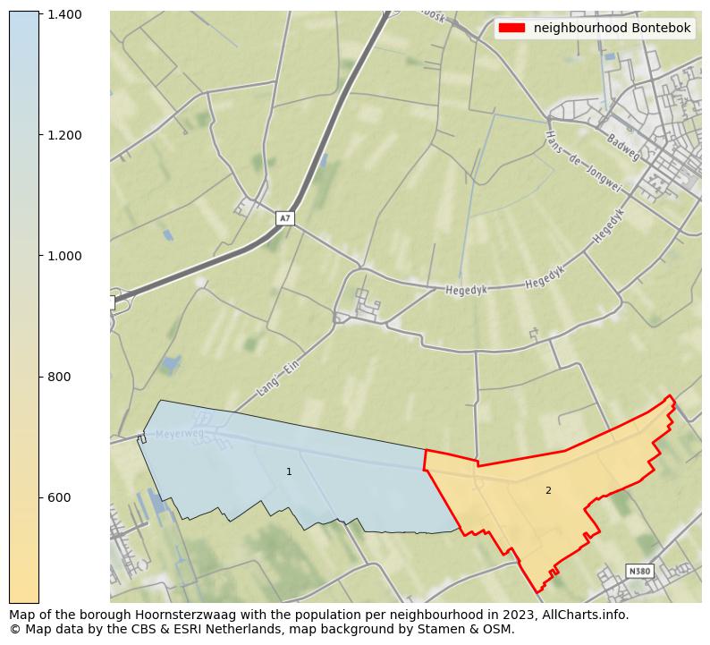 Map of the borough Hoornsterzwaag with the population per neighbourhood in 2023. This page shows a lot of information about residents (such as the distribution by age groups, family composition, gender, native or Dutch with an immigration background, ...), homes (numbers, types, price development, use, type of property, ...) and more (car ownership, energy consumption, ...) based on open data from the Dutch Central Bureau of Statistics and various other sources!