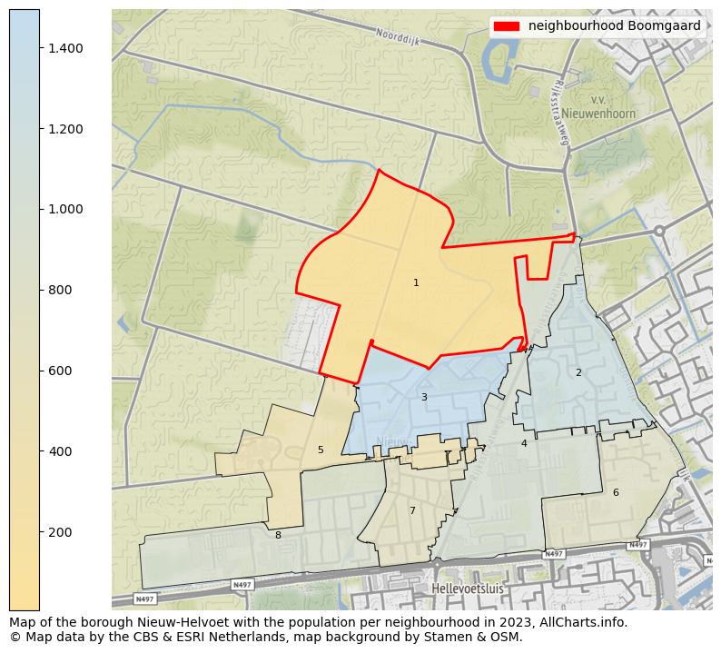 Map of the borough Nieuw-Helvoet with the population per neighbourhood in 2023. This page shows a lot of information about residents (such as the distribution by age groups, family composition, gender, native or Dutch with an immigration background, ...), homes (numbers, types, price development, use, type of property, ...) and more (car ownership, energy consumption, ...) based on open data from the Dutch Central Bureau of Statistics and various other sources!