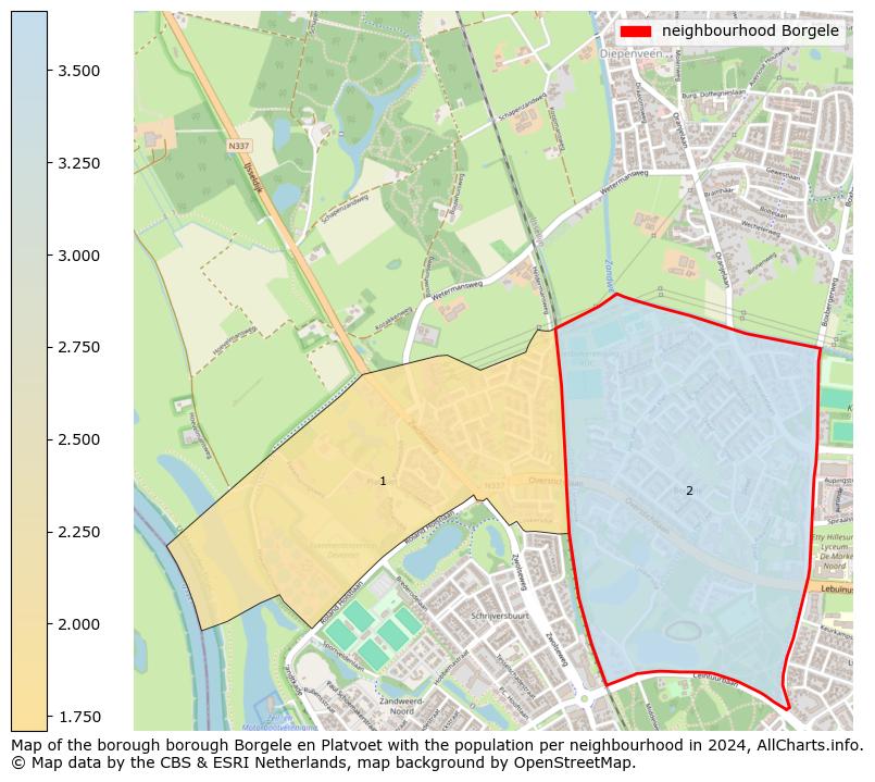 Image of the neighbourhood Borgele at the map. This image is used as introduction to this page. This page shows a lot of information about the population in the neighbourhood Borgele (such as the distribution by age groups of the residents, the composition of households, whether inhabitants are natives or Dutch with an immigration background, data about the houses (numbers, types, price development, use, type of property, ...) and more (car ownership, energy consumption, ...) based on open data from the Dutch Central Bureau of Statistics and various other sources!