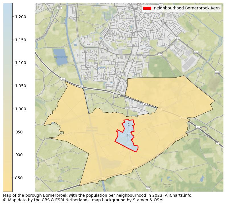 Map of the borough Bornerbroek with the population per neighbourhood in 2023. This page shows a lot of information about residents (such as the distribution by age groups, family composition, gender, native or Dutch with an immigration background, ...), homes (numbers, types, price development, use, type of property, ...) and more (car ownership, energy consumption, ...) based on open data from the Dutch Central Bureau of Statistics and various other sources!