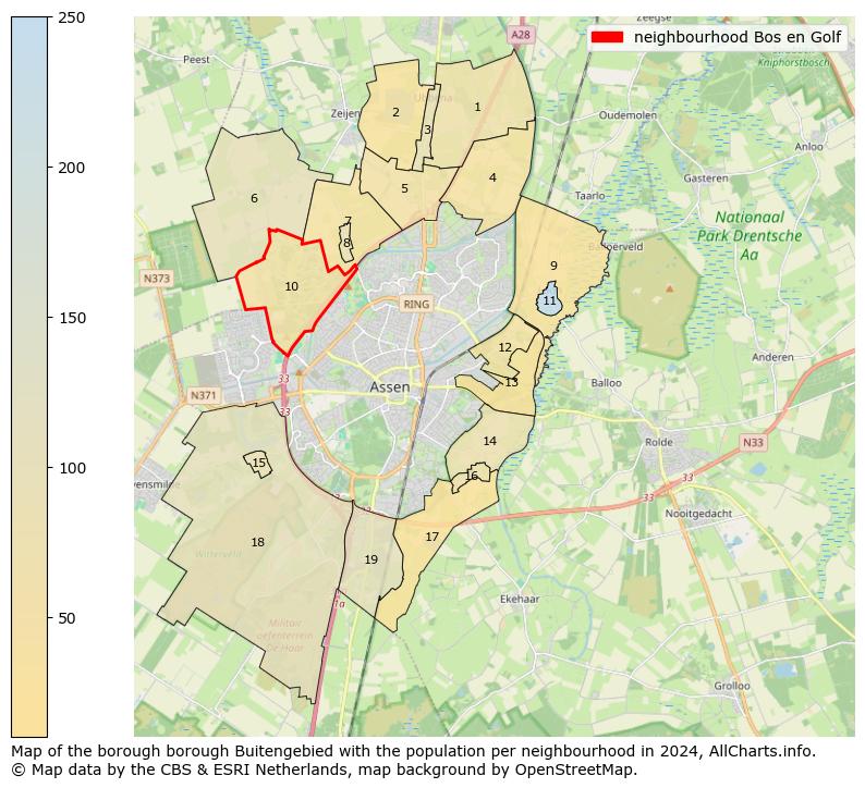 Image of the neighbourhood Bos en Golf at the map. This image is used as introduction to this page. This page shows a lot of information about the population in the neighbourhood Bos en Golf (such as the distribution by age groups of the residents, the composition of households, whether inhabitants are natives or Dutch with an immigration background, data about the houses (numbers, types, price development, use, type of property, ...) and more (car ownership, energy consumption, ...) based on open data from the Dutch Central Bureau of Statistics and various other sources!