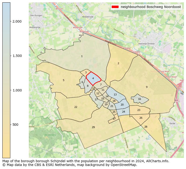 Image of the neighbourhood Boschweg Noordoost at the map. This image is used as introduction to this page. This page shows a lot of information about the population in the neighbourhood Boschweg Noordoost (such as the distribution by age groups of the residents, the composition of households, whether inhabitants are natives or Dutch with an immigration background, data about the houses (numbers, types, price development, use, type of property, ...) and more (car ownership, energy consumption, ...) based on open data from the Dutch Central Bureau of Statistics and various other sources!