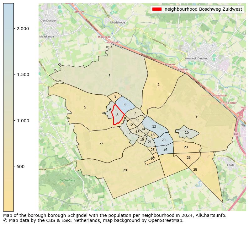 Image of the neighbourhood Boschweg Zuidwest at the map. This image is used as introduction to this page. This page shows a lot of information about the population in the neighbourhood Boschweg Zuidwest (such as the distribution by age groups of the residents, the composition of households, whether inhabitants are natives or Dutch with an immigration background, data about the houses (numbers, types, price development, use, type of property, ...) and more (car ownership, energy consumption, ...) based on open data from the Dutch Central Bureau of Statistics and various other sources!