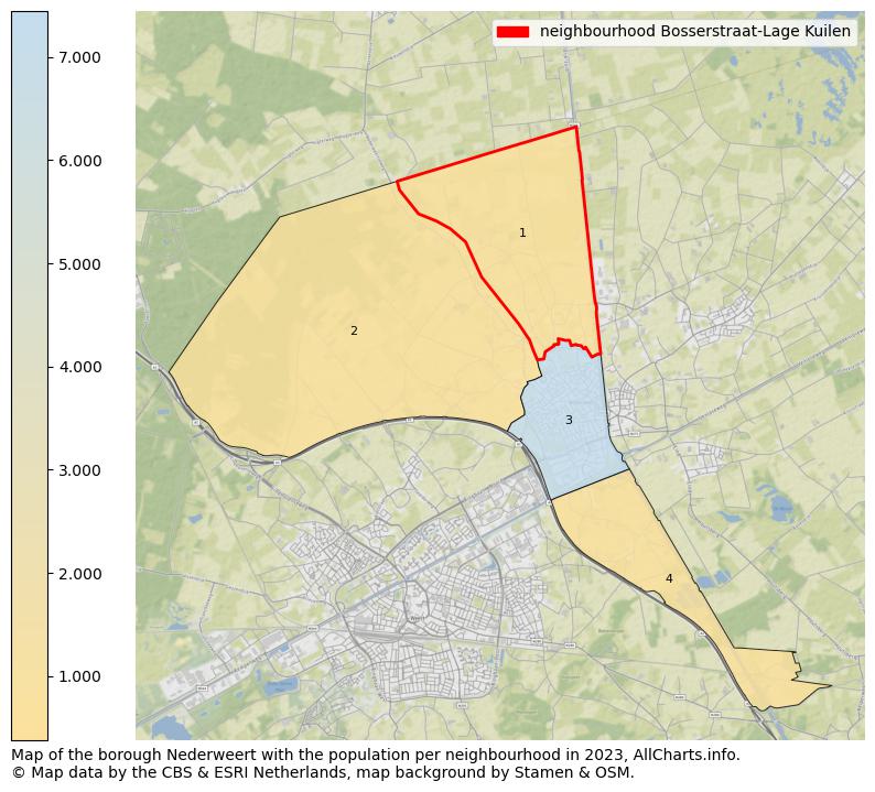 Map of the borough Nederweert with the population per neighbourhood in 2023. This page shows a lot of information about residents (such as the distribution by age groups, family composition, gender, native or Dutch with an immigration background, ...), homes (numbers, types, price development, use, type of property, ...) and more (car ownership, energy consumption, ...) based on open data from the Dutch Central Bureau of Statistics and various other sources!