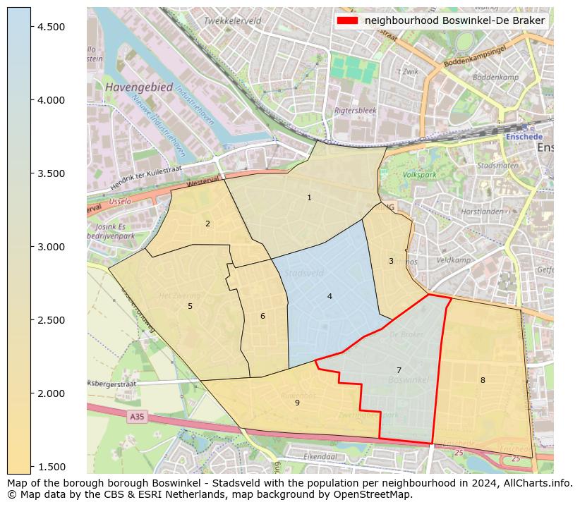 Image of the neighbourhood Boswinkel-De Braker at the map. This image is used as introduction to this page. This page shows a lot of information about the population in the neighbourhood Boswinkel-De Braker (such as the distribution by age groups of the residents, the composition of households, whether inhabitants are natives or Dutch with an immigration background, data about the houses (numbers, types, price development, use, type of property, ...) and more (car ownership, energy consumption, ...) based on open data from the Dutch Central Bureau of Statistics and various other sources!