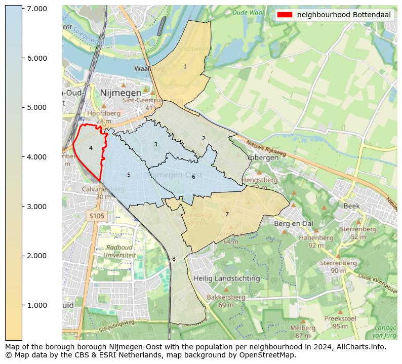 Image of the neighbourhood Bottendaal at the map. This image is used as introduction to this page. This page shows a lot of information about the population in the neighbourhood Bottendaal (such as the distribution by age groups of the residents, the composition of households, whether inhabitants are natives or Dutch with an immigration background, data about the houses (numbers, types, price development, use, type of property, ...) and more (car ownership, energy consumption, ...) based on open data from the Dutch Central Bureau of Statistics and various other sources!