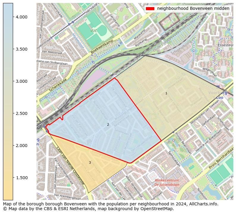 Image of the neighbourhood Bovenveen midden at the map. This image is used as introduction to this page. This page shows a lot of information about the population in the neighbourhood Bovenveen midden (such as the distribution by age groups of the residents, the composition of households, whether inhabitants are natives or Dutch with an immigration background, data about the houses (numbers, types, price development, use, type of property, ...) and more (car ownership, energy consumption, ...) based on open data from the Dutch Central Bureau of Statistics and various other sources!