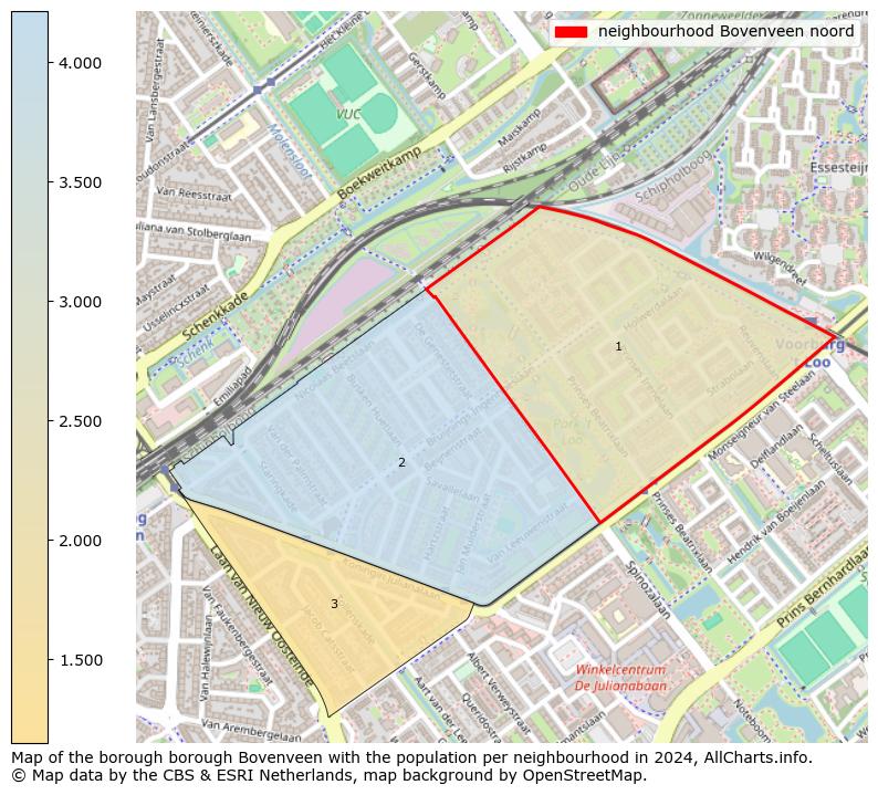 Image of the neighbourhood Bovenveen noord at the map. This image is used as introduction to this page. This page shows a lot of information about the population in the neighbourhood Bovenveen noord (such as the distribution by age groups of the residents, the composition of households, whether inhabitants are natives or Dutch with an immigration background, data about the houses (numbers, types, price development, use, type of property, ...) and more (car ownership, energy consumption, ...) based on open data from the Dutch Central Bureau of Statistics and various other sources!