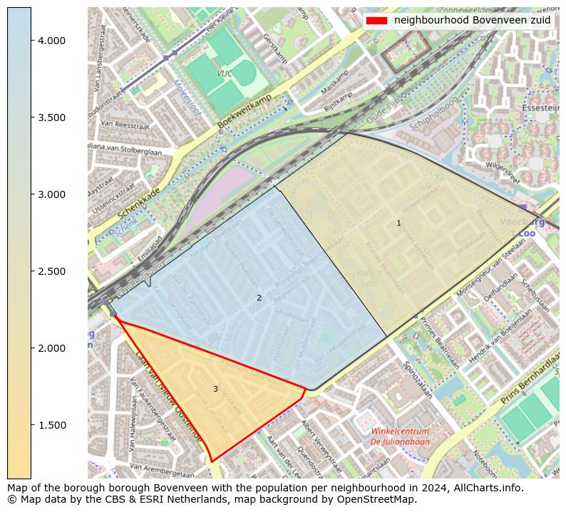 Image of the neighbourhood Bovenveen zuid at the map. This image is used as introduction to this page. This page shows a lot of information about the population in the neighbourhood Bovenveen zuid (such as the distribution by age groups of the residents, the composition of households, whether inhabitants are natives or Dutch with an immigration background, data about the houses (numbers, types, price development, use, type of property, ...) and more (car ownership, energy consumption, ...) based on open data from the Dutch Central Bureau of Statistics and various other sources!