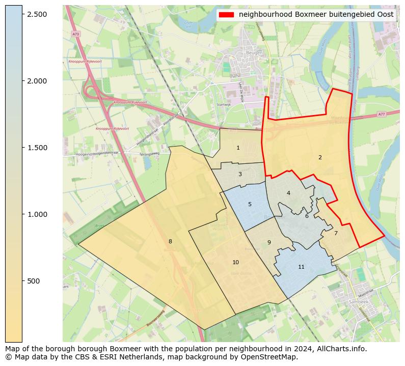 Image of the neighbourhood Boxmeer buitengebied Oost at the map. This image is used as introduction to this page. This page shows a lot of information about the population in the neighbourhood Boxmeer buitengebied Oost (such as the distribution by age groups of the residents, the composition of households, whether inhabitants are natives or Dutch with an immigration background, data about the houses (numbers, types, price development, use, type of property, ...) and more (car ownership, energy consumption, ...) based on open data from the Dutch Central Bureau of Statistics and various other sources!