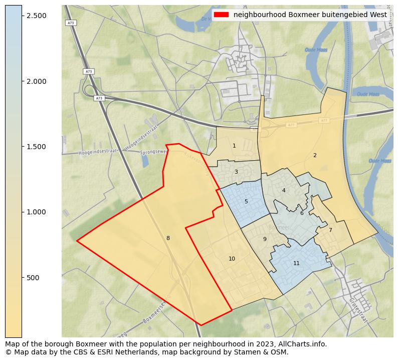 Map of the borough Boxmeer with the population per neighbourhood in 2023. This page shows a lot of information about residents (such as the distribution by age groups, family composition, gender, native or Dutch with an immigration background, ...), homes (numbers, types, price development, use, type of property, ...) and more (car ownership, energy consumption, ...) based on open data from the Dutch Central Bureau of Statistics and various other sources!