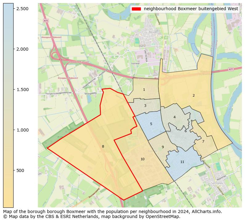 Image of the neighbourhood Boxmeer buitengebied West at the map. This image is used as introduction to this page. This page shows a lot of information about the population in the neighbourhood Boxmeer buitengebied West (such as the distribution by age groups of the residents, the composition of households, whether inhabitants are natives or Dutch with an immigration background, data about the houses (numbers, types, price development, use, type of property, ...) and more (car ownership, energy consumption, ...) based on open data from the Dutch Central Bureau of Statistics and various other sources!