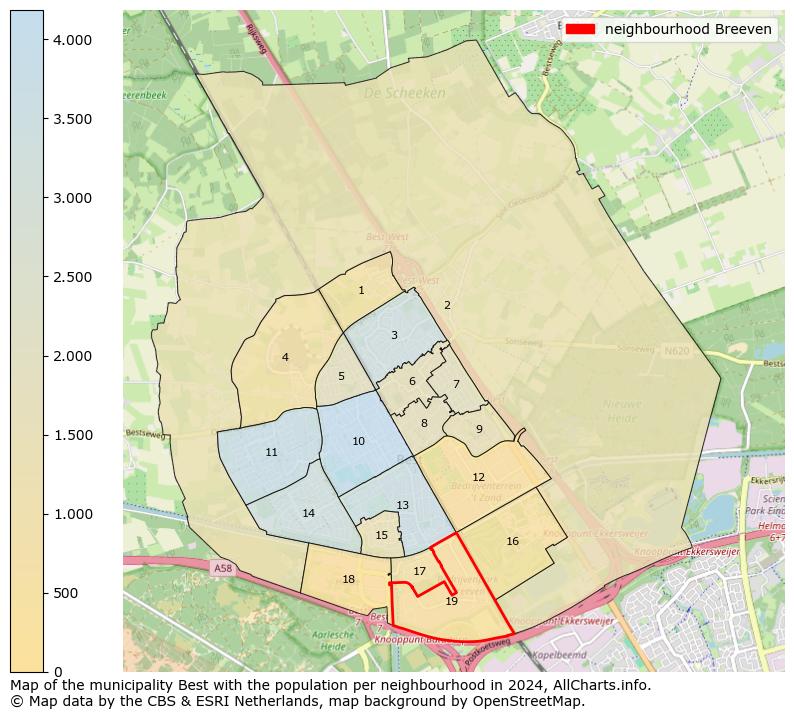 Image of the neighbourhood Breeven at the map. This image is used as introduction to this page. This page shows a lot of information about the population in the neighbourhood Breeven (such as the distribution by age groups of the residents, the composition of households, whether inhabitants are natives or Dutch with an immigration background, data about the houses (numbers, types, price development, use, type of property, ...) and more (car ownership, energy consumption, ...) based on open data from the Dutch Central Bureau of Statistics and various other sources!