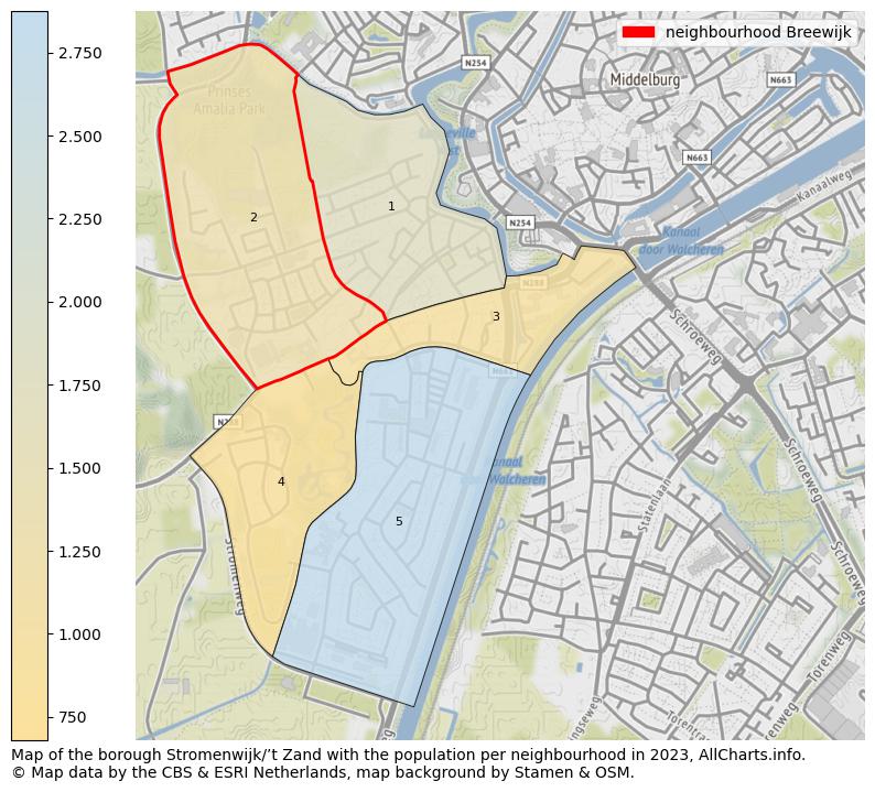Map of the borough Stromenwijk/’t Zand with the population per neighbourhood in 2023. This page shows a lot of information about residents (such as the distribution by age groups, family composition, gender, native or Dutch with an immigration background, ...), homes (numbers, types, price development, use, type of property, ...) and more (car ownership, energy consumption, ...) based on open data from the Dutch Central Bureau of Statistics and various other sources!