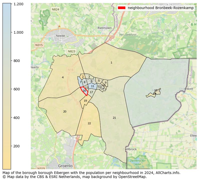 Image of the neighbourhood Bronbeek-Rozenkamp at the map. This image is used as introduction to this page. This page shows a lot of information about the population in the neighbourhood Bronbeek-Rozenkamp (such as the distribution by age groups of the residents, the composition of households, whether inhabitants are natives or Dutch with an immigration background, data about the houses (numbers, types, price development, use, type of property, ...) and more (car ownership, energy consumption, ...) based on open data from the Dutch Central Bureau of Statistics and various other sources!