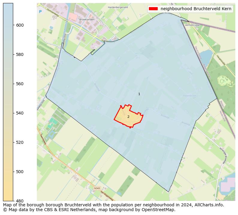 Image of the neighbourhood Bruchterveld Kern at the map. This image is used as introduction to this page. This page shows a lot of information about the population in the neighbourhood Bruchterveld Kern (such as the distribution by age groups of the residents, the composition of households, whether inhabitants are natives or Dutch with an immigration background, data about the houses (numbers, types, price development, use, type of property, ...) and more (car ownership, energy consumption, ...) based on open data from the Dutch Central Bureau of Statistics and various other sources!