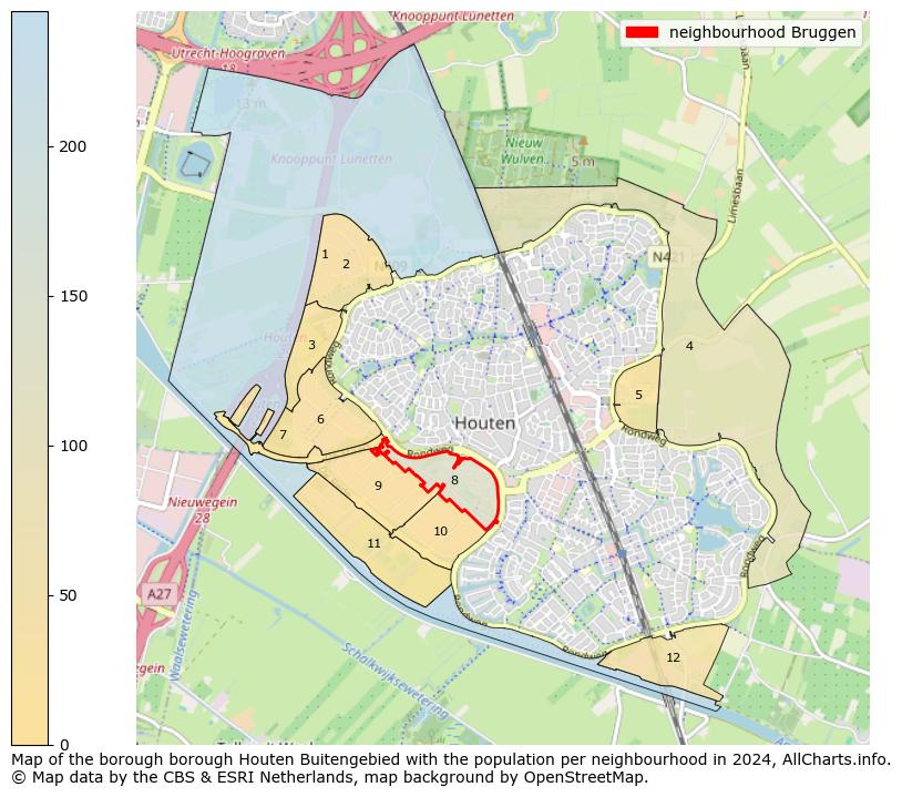 Image of the neighbourhood Bruggen at the map. This image is used as introduction to this page. This page shows a lot of information about the population in the neighbourhood Bruggen (such as the distribution by age groups of the residents, the composition of households, whether inhabitants are natives or Dutch with an immigration background, data about the houses (numbers, types, price development, use, type of property, ...) and more (car ownership, energy consumption, ...) based on open data from the Dutch Central Bureau of Statistics and various other sources!