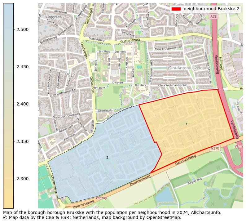 Image of the neighbourhood Brukske 2 at the map. This image is used as introduction to this page. This page shows a lot of information about the population in the neighbourhood Brukske 2 (such as the distribution by age groups of the residents, the composition of households, whether inhabitants are natives or Dutch with an immigration background, data about the houses (numbers, types, price development, use, type of property, ...) and more (car ownership, energy consumption, ...) based on open data from the Dutch Central Bureau of Statistics and various other sources!