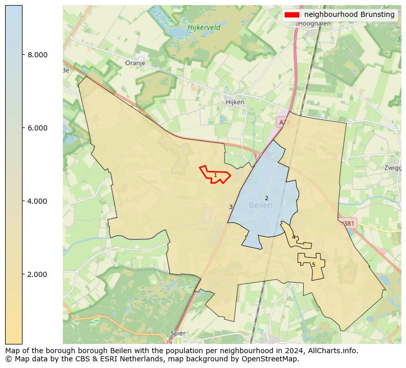 Image of the neighbourhood Brunsting at the map. This image is used as introduction to this page. This page shows a lot of information about the population in the neighbourhood Brunsting (such as the distribution by age groups of the residents, the composition of households, whether inhabitants are natives or Dutch with an immigration background, data about the houses (numbers, types, price development, use, type of property, ...) and more (car ownership, energy consumption, ...) based on open data from the Dutch Central Bureau of Statistics and various other sources!