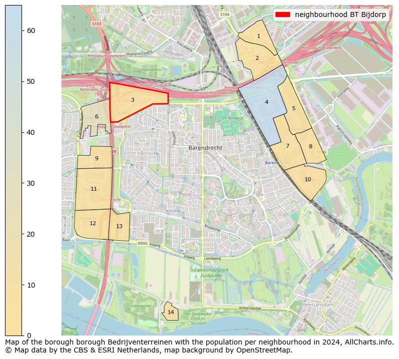 Image of the neighbourhood BT Bijdorp at the map. This image is used as introduction to this page. This page shows a lot of information about the population in the neighbourhood BT Bijdorp (such as the distribution by age groups of the residents, the composition of households, whether inhabitants are natives or Dutch with an immigration background, data about the houses (numbers, types, price development, use, type of property, ...) and more (car ownership, energy consumption, ...) based on open data from the Dutch Central Bureau of Statistics and various other sources!