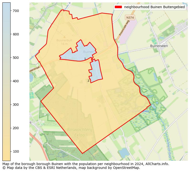 Image of the neighbourhood Buinen Buitengebied at the map. This image is used as introduction to this page. This page shows a lot of information about the population in the neighbourhood Buinen Buitengebied (such as the distribution by age groups of the residents, the composition of households, whether inhabitants are natives or Dutch with an immigration background, data about the houses (numbers, types, price development, use, type of property, ...) and more (car ownership, energy consumption, ...) based on open data from the Dutch Central Bureau of Statistics and various other sources!