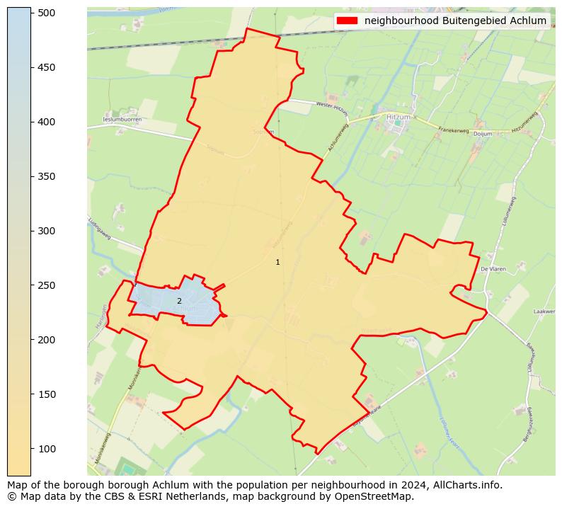 Image of the neighbourhood Buitengebied Achlum at the map. This image is used as introduction to this page. This page shows a lot of information about the population in the neighbourhood Buitengebied Achlum (such as the distribution by age groups of the residents, the composition of households, whether inhabitants are natives or Dutch with an immigration background, data about the houses (numbers, types, price development, use, type of property, ...) and more (car ownership, energy consumption, ...) based on open data from the Dutch Central Bureau of Statistics and various other sources!